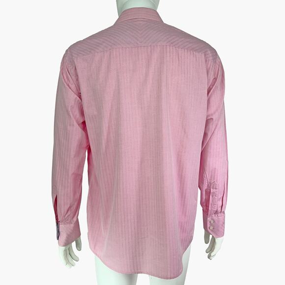 TED BAKER Long-Sleeve Striped Button-Up Dress Shirt (Salmon | Size 16-34/35) - Picture 3 of 8